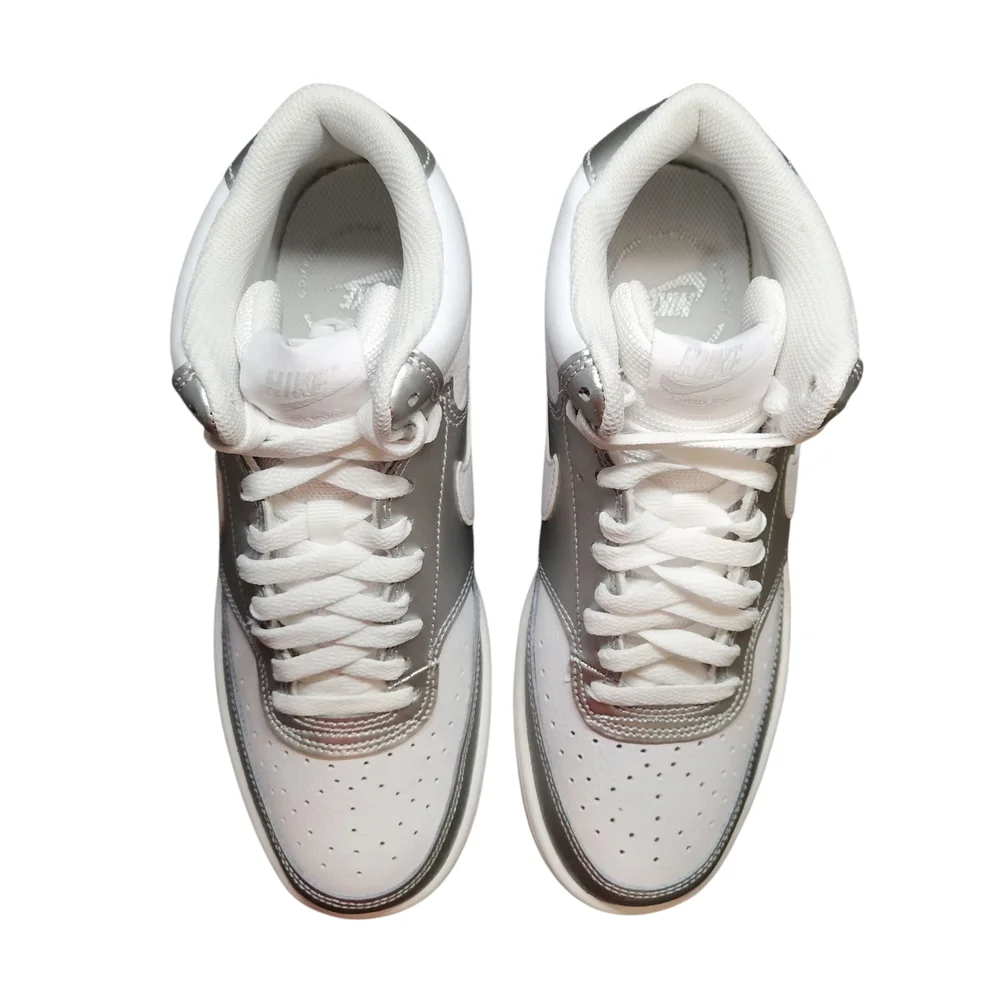 NEW Women's Nike Court Vision Mid 'Metallic Silver White'